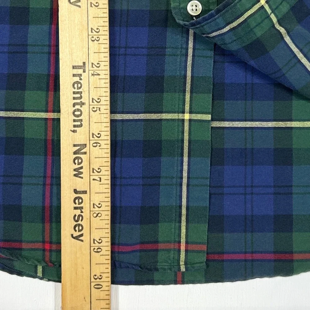 Polo Ralph Lauren Mens Plaid Button Down Shirt Navy Green Red Cotton Size M